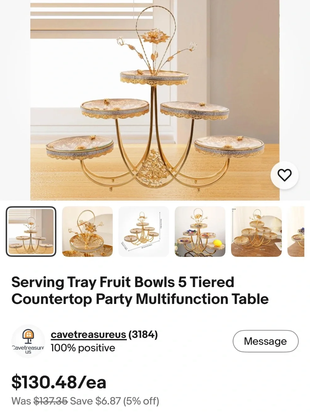 Gold 5-Tier Decorative Serving Stand